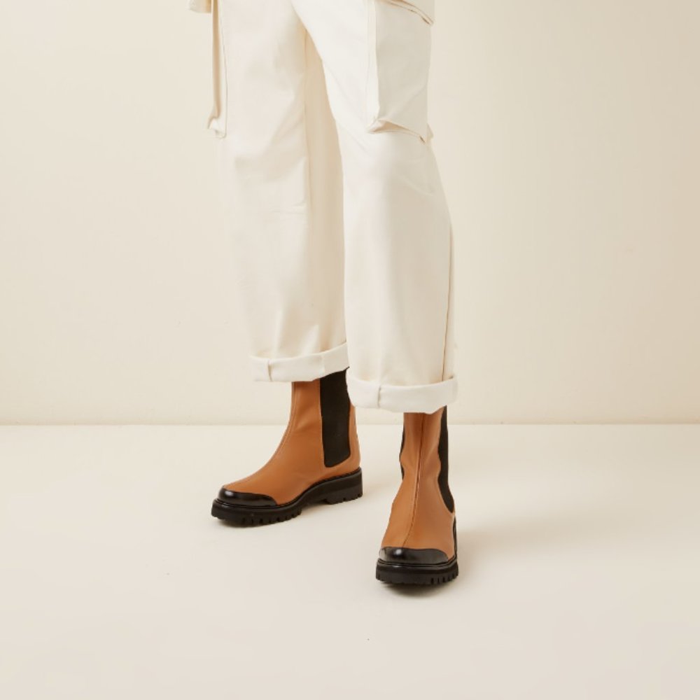 Flattered Sally Rubber-Trimmed Leather Boots